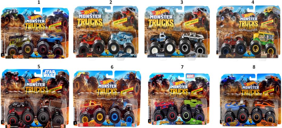 Monster Trucks Οχήματα Σετ Των 2 - 8 Σχέδια (FYJ64)