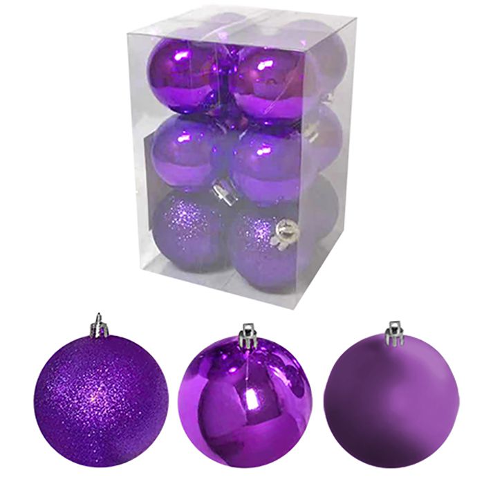 Μπάλες Μωβ Μιξ Πακέτο 12τεμ 4cm