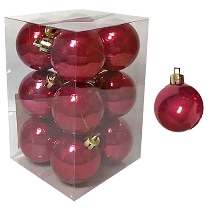 Μπάλες Περλέ Κόκκινες Πακέτο=12τεμ 4cm