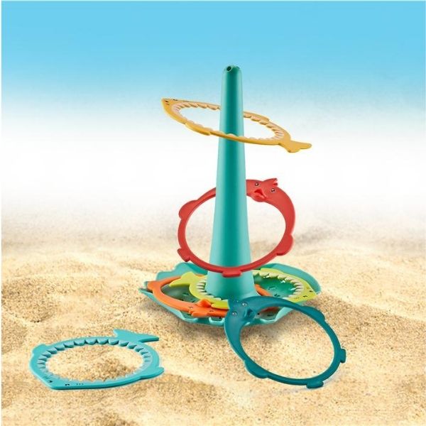 Παιχνίδι Δεξιοτήτων Ring Toss Πύργος 25cm & 6 Κρίκοι Διάφορα Χρώματα