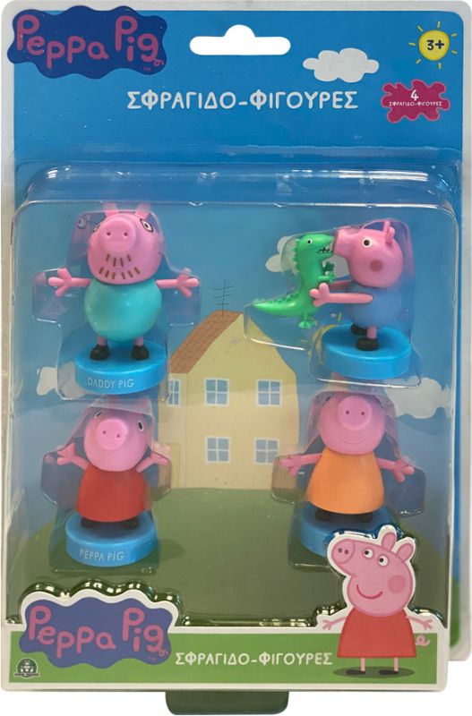 Peppa Pig Φιγούρες 4pack (12 Σχέδια) - Περιέχουν Βάση Σφραγίδα