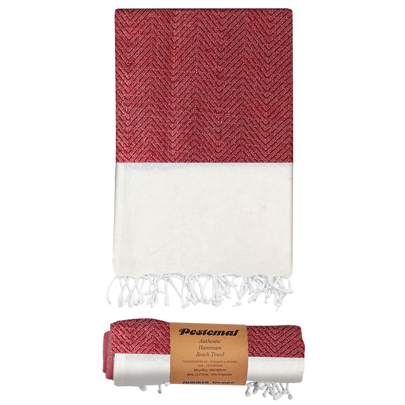 Πετσέτα Θαλάσσης Pestemal 280g 90x180cm Κόκκινη με Ρόμβους (42-2946-ΚΟΚΚ)