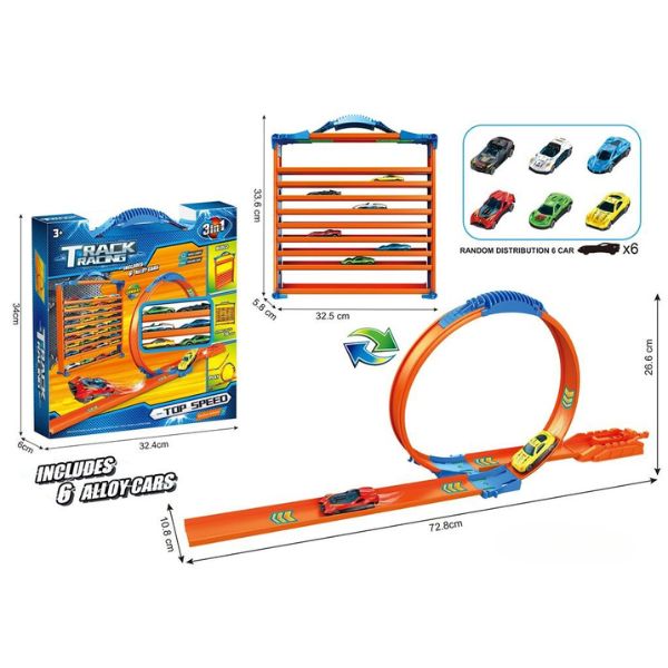 Πίστα Αυτοκινήτων Με 6 Οχήματα & Θήκη Αποθήκευσης Αυτοκινήτων