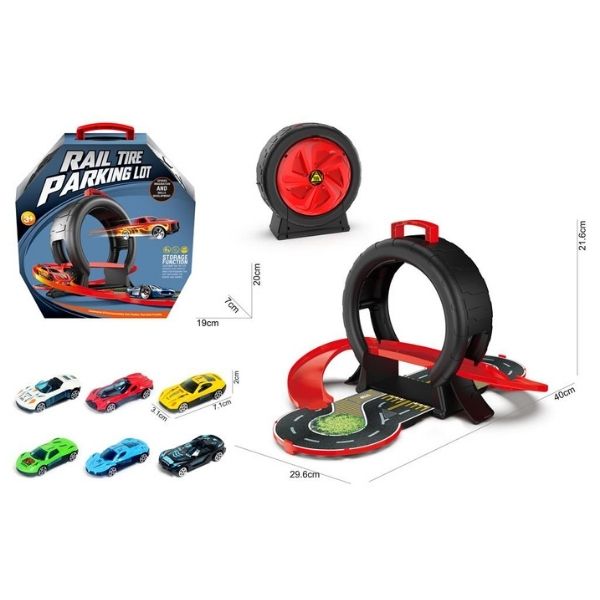Πίστα Εκτόξευσης Ρόδα Κόκκινη Με 2 Αγωνιστικά Οχήματα Διάφορα Σχέδια