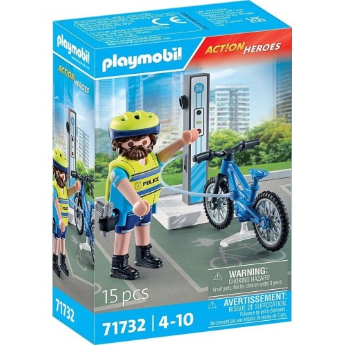 Playmobil Action Heroes Αστυνόμος Με Ηλεκτρικό Ποδήλατο (71732)