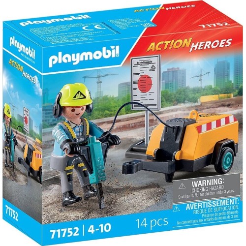 Playmobil Action Heroes Εργάτης Με Κομπρεσέρ (71752)