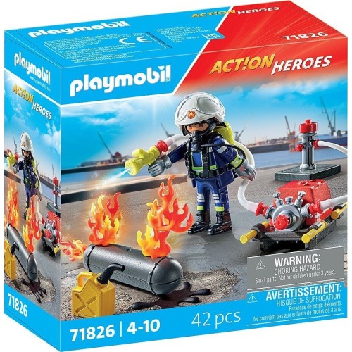 Playmobil Action Heroes Πυροσβέστης Με Αντλία Νερού (71826)