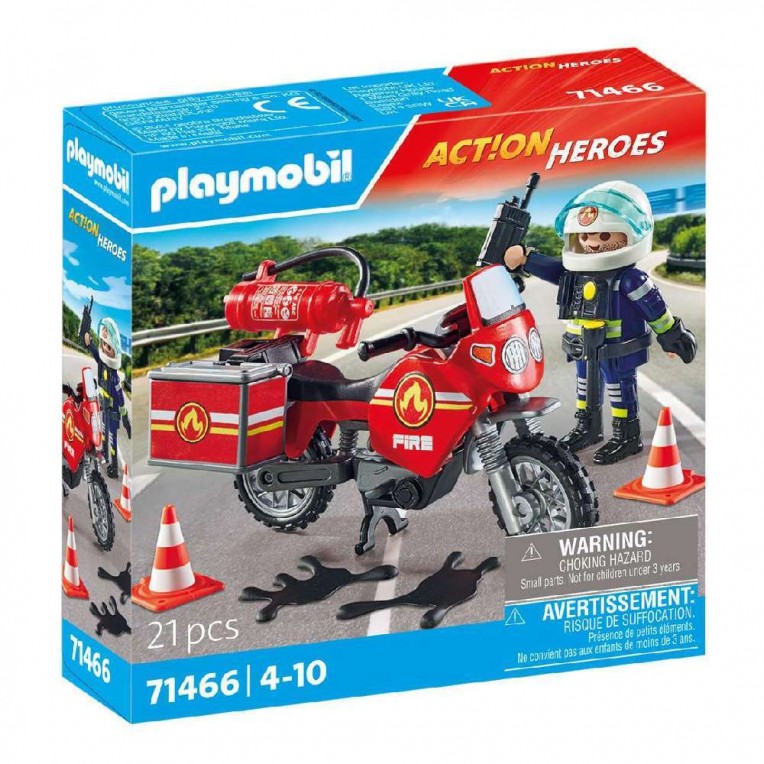 Playmobil Action Heroes - Πυροσβέστης Με Μοτοσικλέτα (71466)