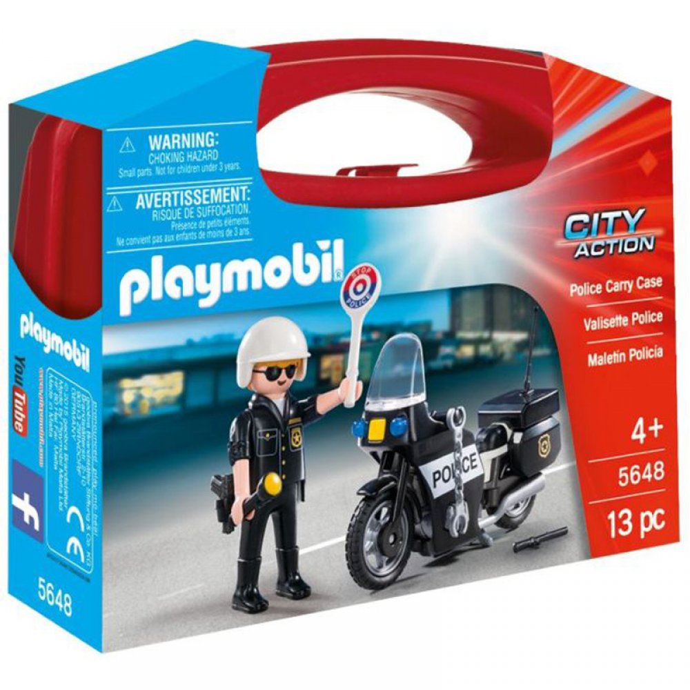 Playmobil City Action Βαλιτσάκι Αστυνόμος με Μοτοσυκλέτα (5648)