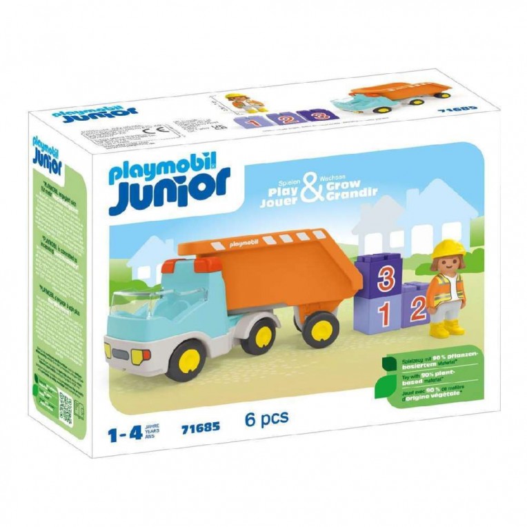 Playmobil Junior Ανατρεπόμενο Φορτηγό με Εργάτη (71685)