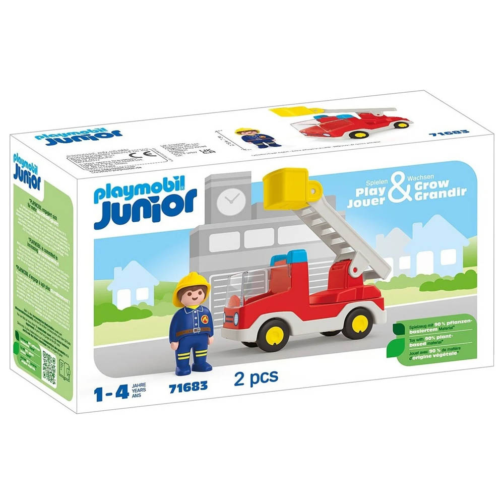 Playmobil Junior Πυροσβέστης Με Κλιμακοφόρο Όχημα (71683)