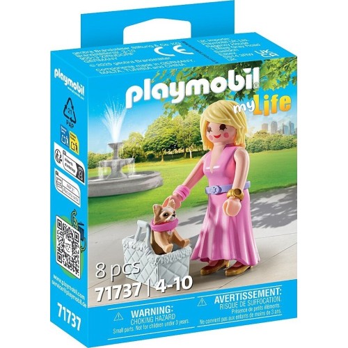 Playmobil My Life Γυναίκα Με Τσιουάουα Και Καλάθι (71737)