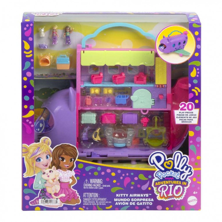 Polly Pocket Mini Adventures In Rio Αεροπλανάκι Γατάκι Σετ Παιχνιδιού (HWP19)