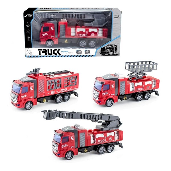 Πυροσβεστικό Όχημα Κόκκινο 1:48 Pull Back 21cm 3 Σχέδια