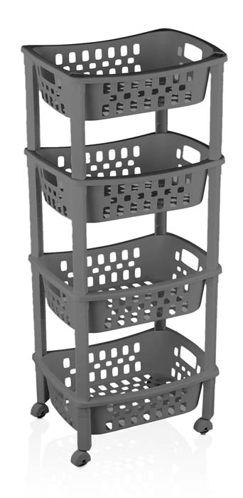 Ραφιέρα-Τρόλει Πλαστική Μακρόστενη Γκρί με Ρόδες 4 Ράφια (Tns 32-800-2042)