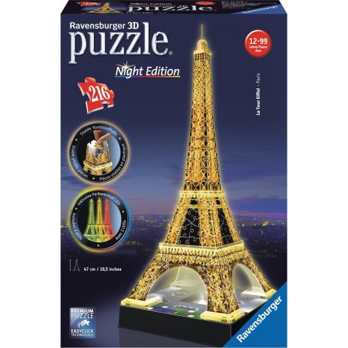 Ravensburger Παζλ 3D 216Τμχ Ο Πύργος Του Άϊφελ Νυχτερινή Έκδοση (12579)