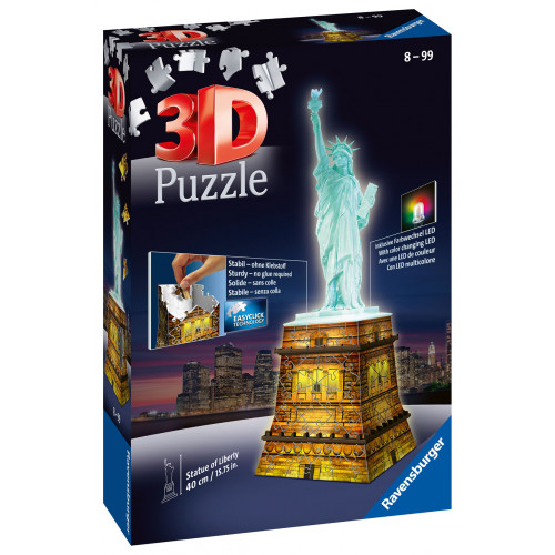 Ravensburger Παζλ 3D Night Edition 108τμχ Άγαλμα Της Ελευθερίας (12596)