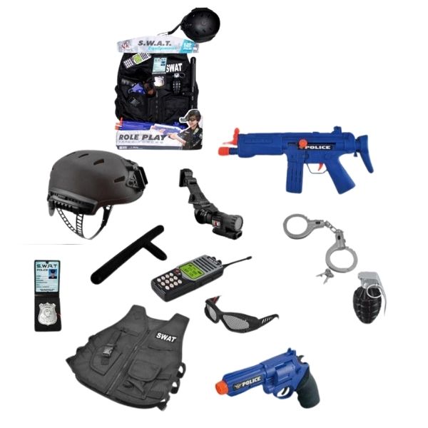 Σετ Αστυνομικού SWAT Με Γιλέκο, 2 Όπλα & Αξεσουάρ Με Ήχο 11τμχ