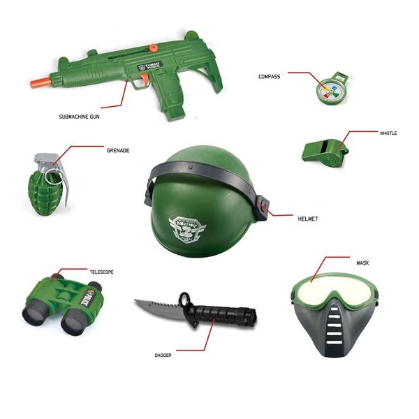 Σετ Στρατιωτικού Με Όπλο, Κράνος, Μάσκα, Αξεσουάρ & Ήχο 8τμχ
