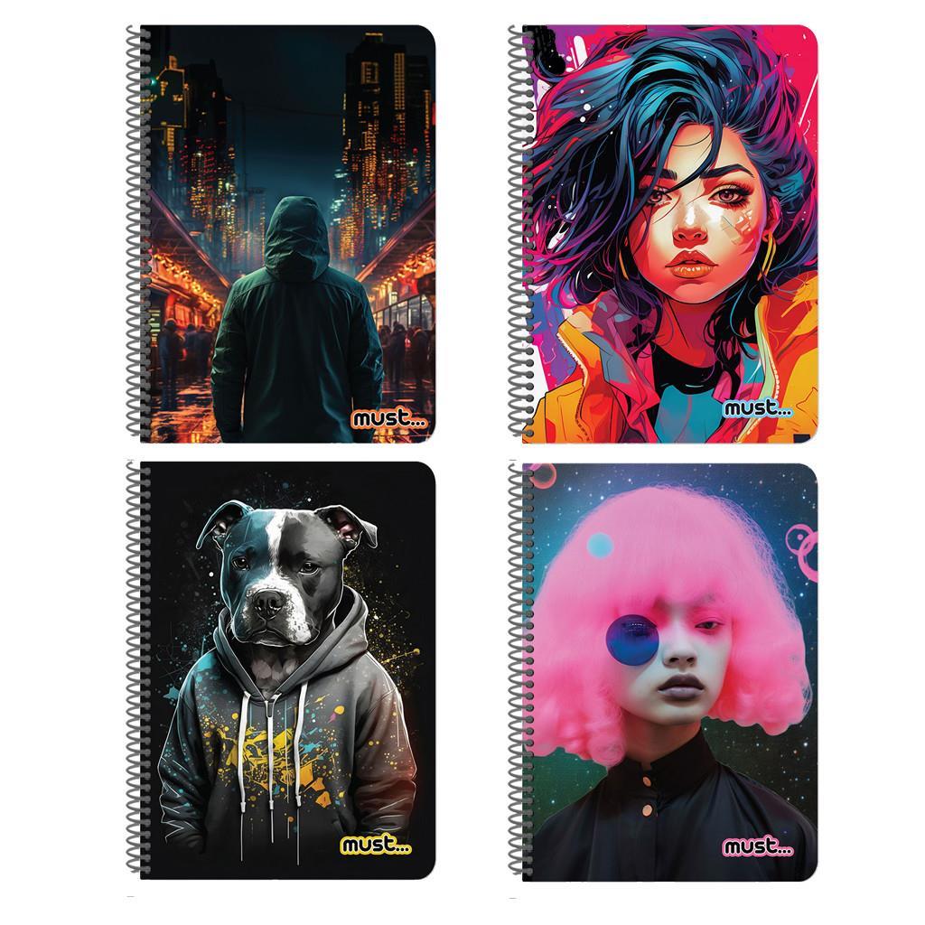 Τετράδιο Σπιράλ 17x25 Must Dreams 4 Θέματα 120 Φύλλα 4 Σχέδια (000585948)