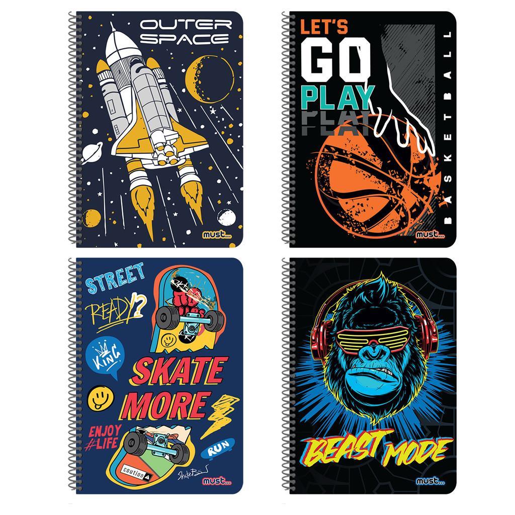 Τετράδιο Σπιράλ Must Limits A4 2 Θέματα 60 Φύλλα 4 Σχέδια (000584859)