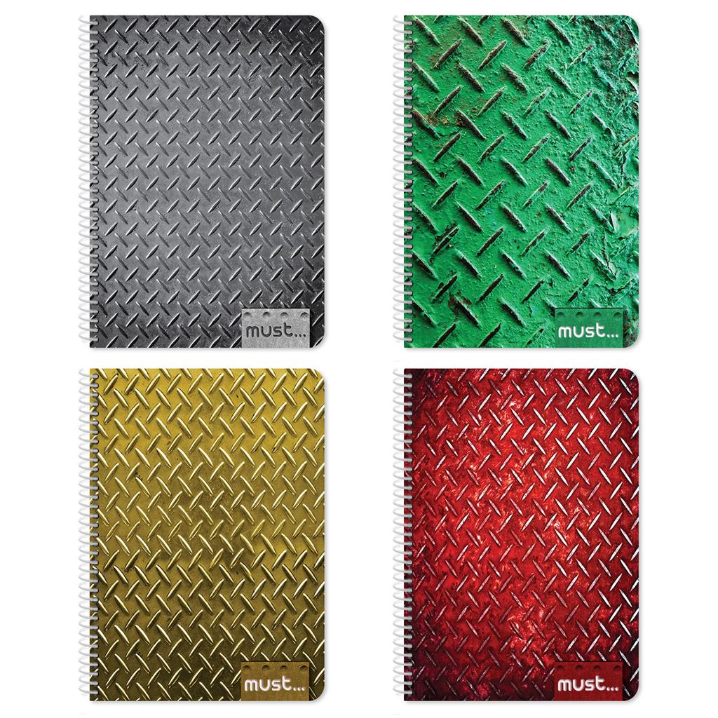 Τετράδιο Σπιράλ Must Metal A4 3 Θέματα 90 Φύλλα 4 Σχέδια (000584262)
