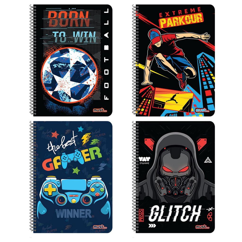 Τετράδιο Σπιράλ Must Player A4 3 Θέματα 90 Φύλλα 4 Σχέδια (000584852)