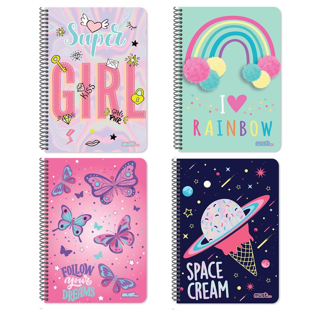 Τετράδιο Σπιράλ Must Rainbow A4 2 Θέματα 60 Φύλλα 2 Σχέδια (000584875)