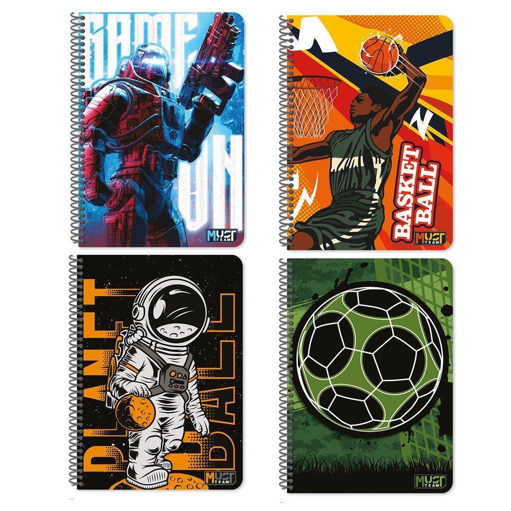 Τετράδιο Σπιράλ Ριγέ Must Team Limits A4 30 Φύλλων Διάφορα Σχέδια (000586583)