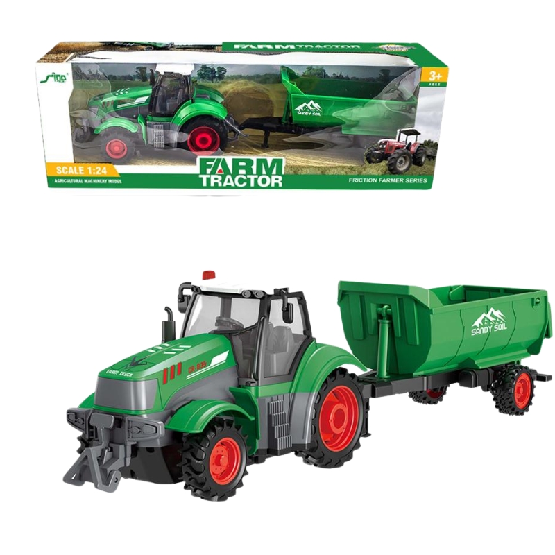 Τρακτέρ 1:24 Friction Με Καρότσα 41cm
