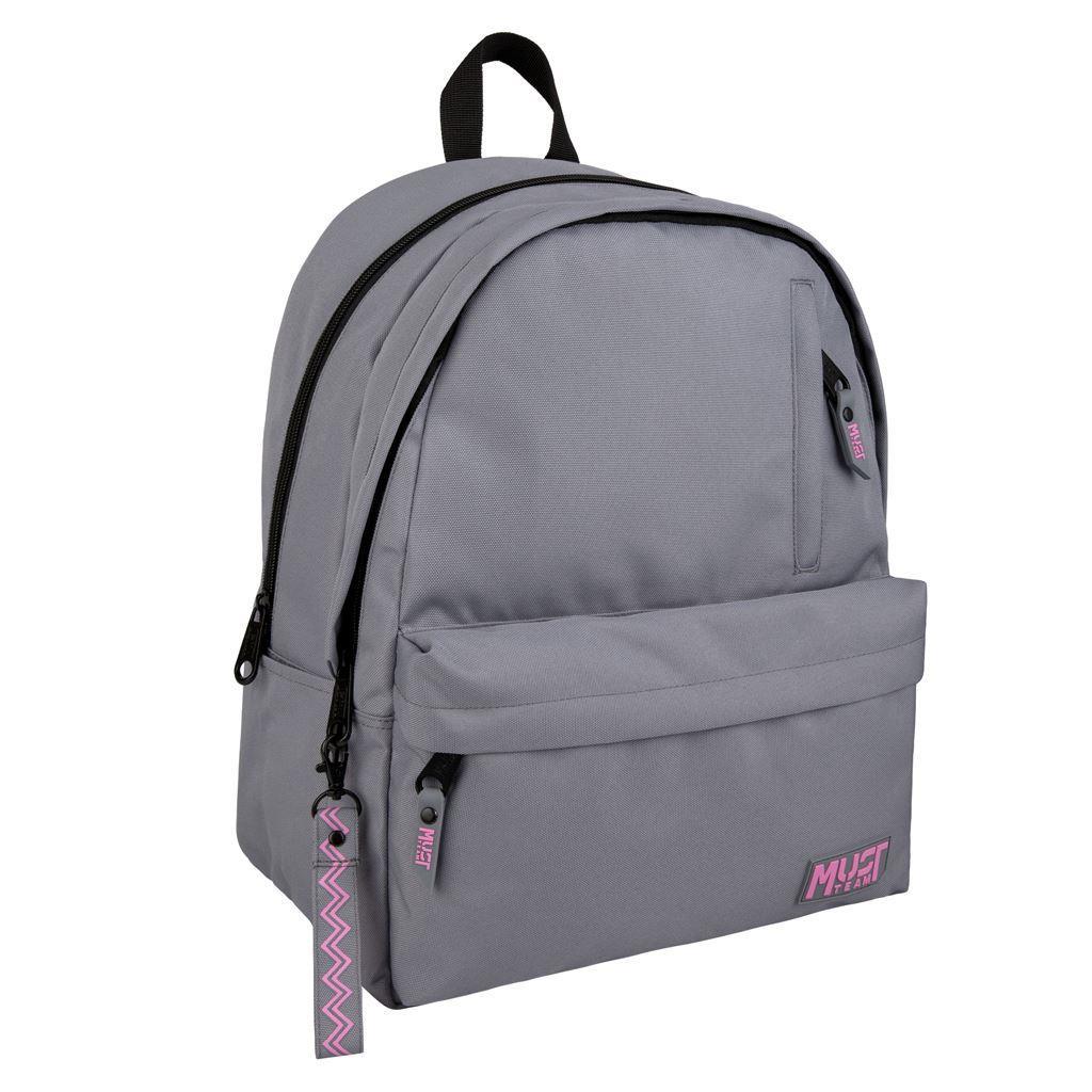 Τσάντα Πλάτης Εφηβική Must Team Monochrome Classic Γκρι Ανοιχτό με Ροζ (000586425)