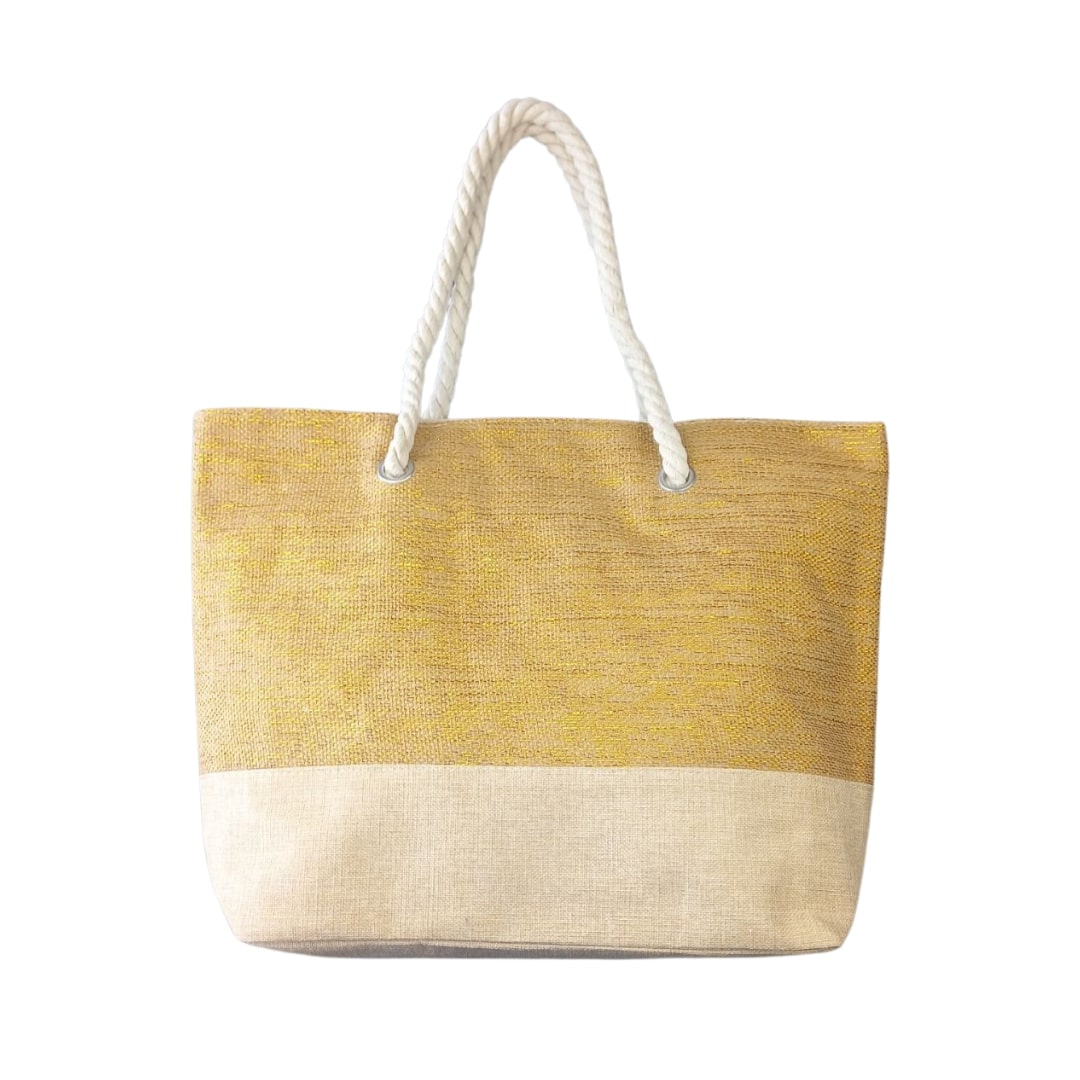Τσάντα Θαλάσσης Jacquard Μπέζ & 4 Χρώματα 52x38x15cm