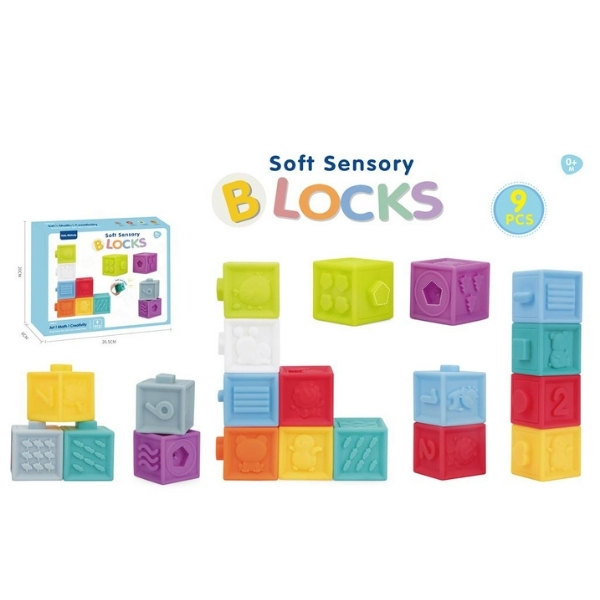 Βρεφικοί Μαλακοί Κύβοι Με Αριθμούς Και Σχήματα 9τμχ