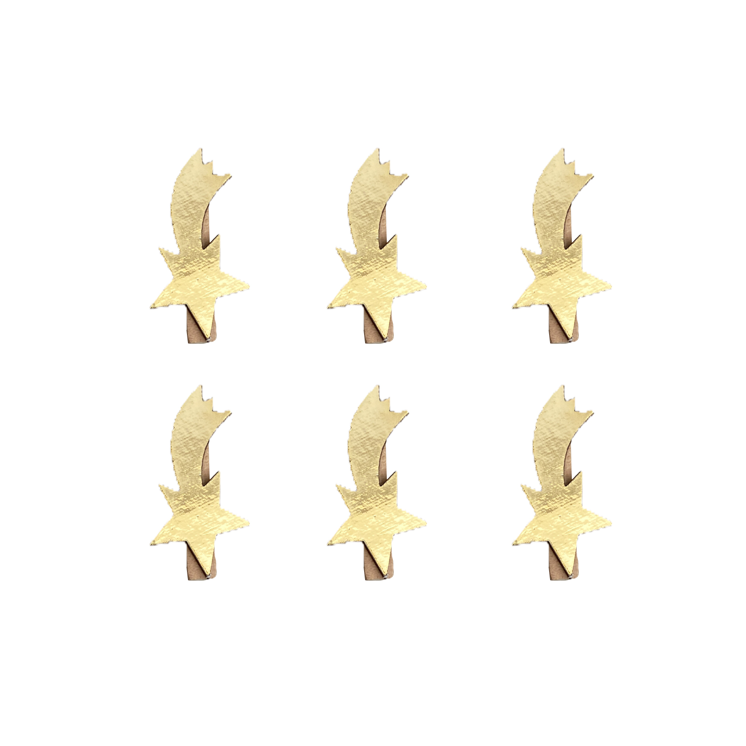 Χριστουγεννιάτικα Μανταλάκια Ξύλινα Αστέρι 6Τμχ 4cm