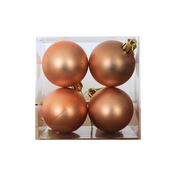 Χριστουγεννιάτικες Μπάλες Σετ Rose Gold Γυαλιστερές 5cm 4τμχ