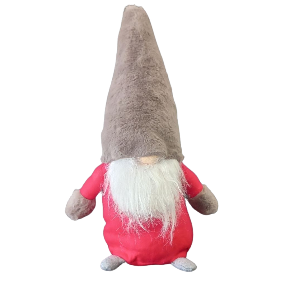 Χριστουγεννιάτικη Διακοσμητική Φιγούρα Άη Βασίλης Gnome Κόκκινος Γούνινος Γκρί Σκούφος 25x42cm