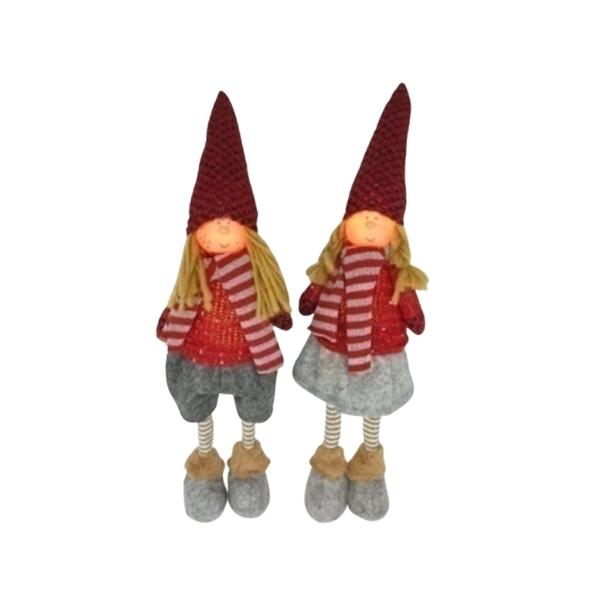 Χριστουγεννιάτικη Διακοσμητική Φιγούρα Φωτιζόμενη Κοριτσάκι Με Κόκκινο Σκουφί 2 Σχέδια 15x9,5x67cm