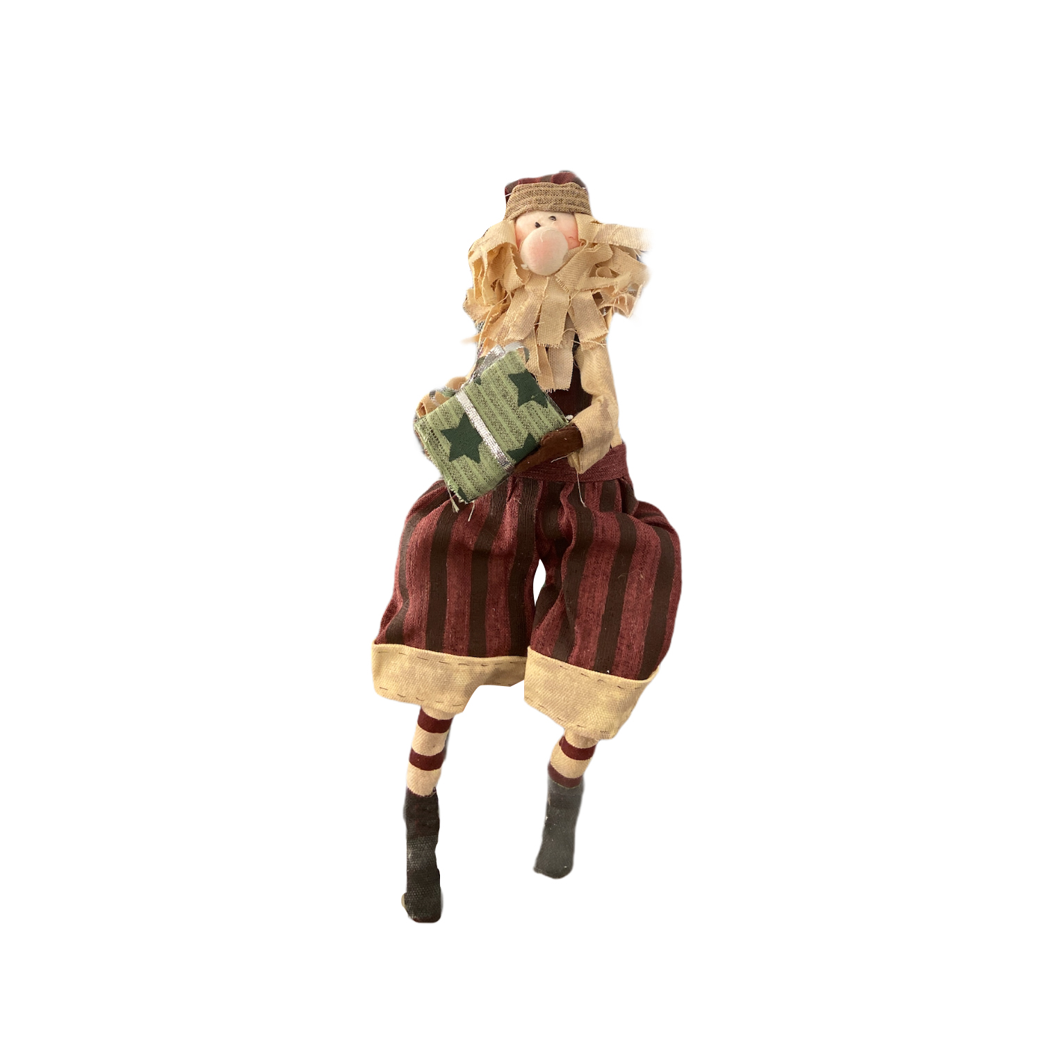 Χριστουγεννιάτικη Διακοσμητική Φιγούρα Άη Βασίλης Καθιστός Ριγέ Παντελόνι Δώρο 42cm
