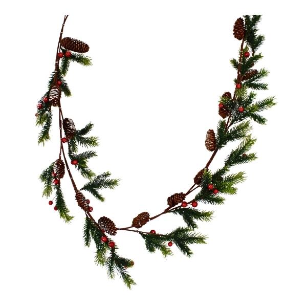 Χριστουγεννιάτικη Διακοσμητική Γιρλάντα Με Γκι Και Berries 150cm