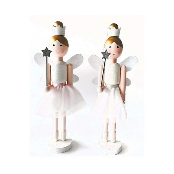 Χριστουγεννιάτικη Διακοσμητική Ξύλινη Νεράιδα 30cm 31x13x8cm