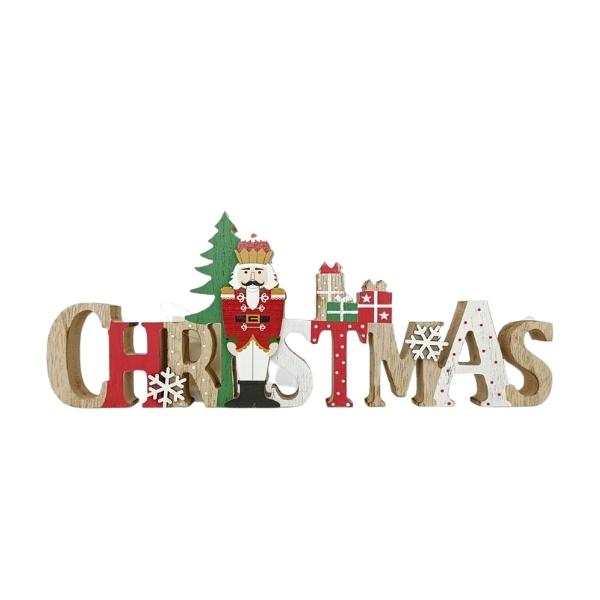 Χριστουγεννιάτικη Επιτραπέζια Ταμπέλα Ξύλινη Christmas Με Ξύλινο Στρατιώτη 30x2x12,5cm