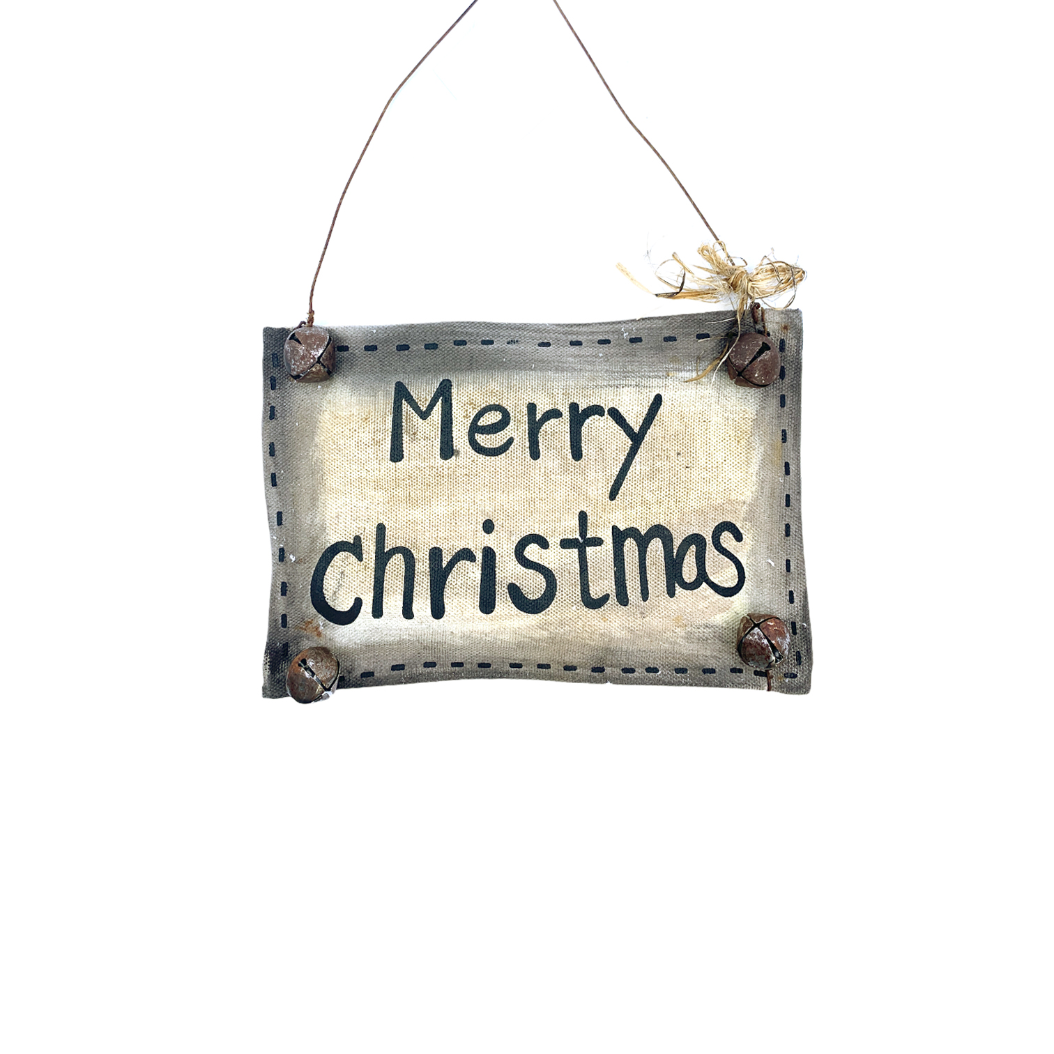 Χριστουγεννιάτικη Κρεμαστή  Ταμπέλα Merry Christmas Κουδουνάκια 24,5x2x15,5cm