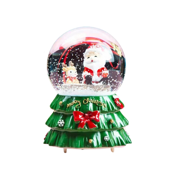 Χριστουγεννιάτικη Μουσική Χιονόμπαλα Χιονάνθρωπος Βάση Δέντρο 8x8x15cm