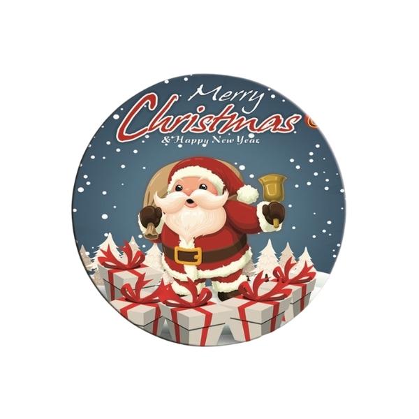 Χριστουγεννιάτικη Πιατέλα Διακοσμητική Πλαστική Μπλε Με Αη Βασίλη, Δώρα & Merry Christmas