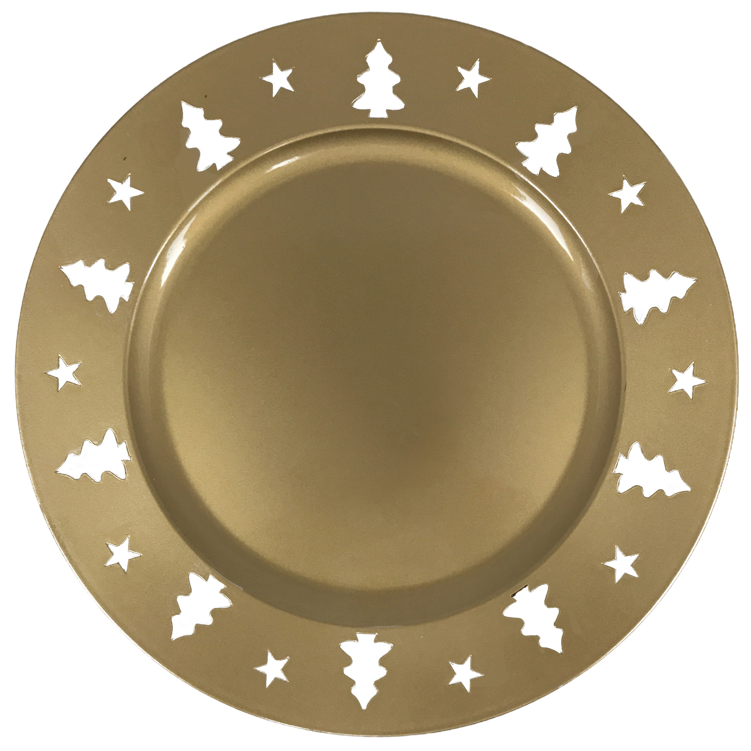 Χριστουγεννιάτικη Πιατέλα Διακοσμητική Πλαστική Χρυσή Δέντρα 33cm