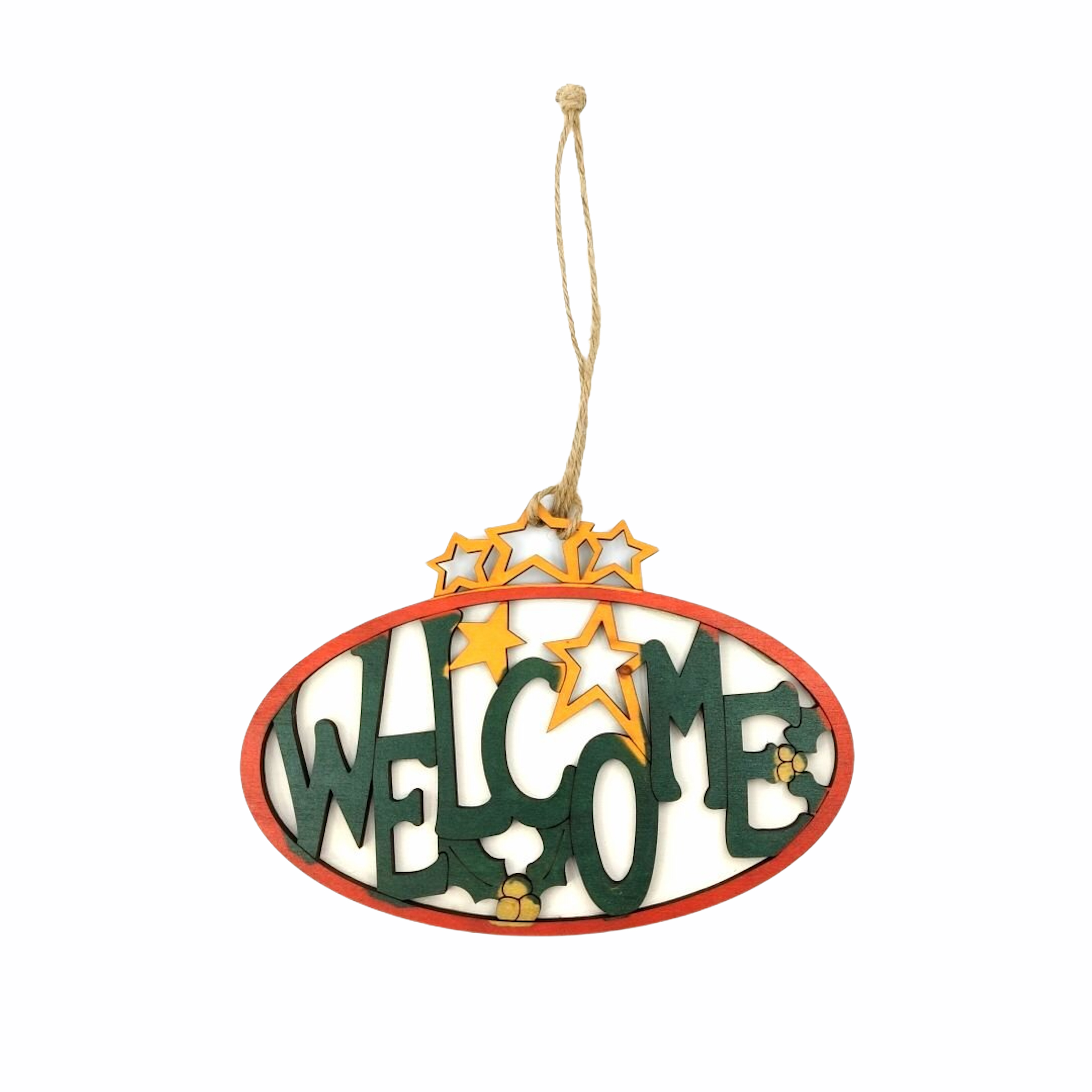 Χριστουγεννιάτικη Κρεμαστή Ταμπέλα Ξύλινη Οβάλ Welcome / Let It Snow 19x14cm