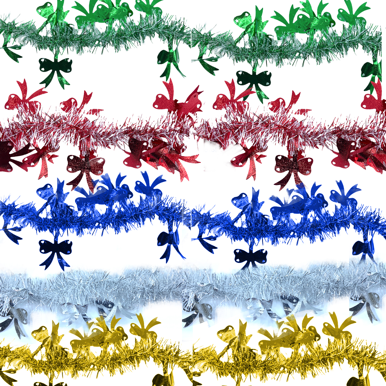 ΧΧριστουγεννιάτικη Τρέσα 5 Χρώματα Φιογκάκι Tinsel 2m