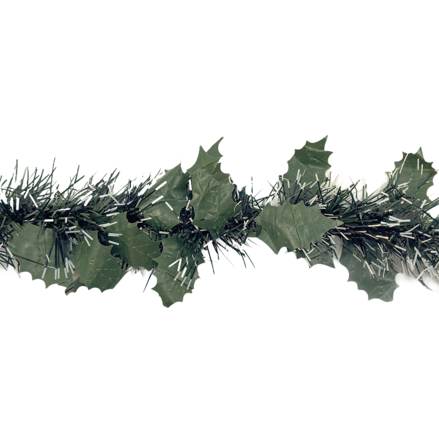 Χριστουγεννιάτικη Τρέσα 11cm Πράσινη Φύλλα Γκί Χιονισμένη Tinsel 2m