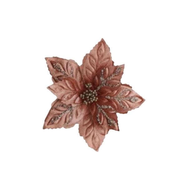 Χριστουγεννιάτικο Αλεξανδρινό Ροζ Με Χρυσά Σχέδια Φ28cm 15cm