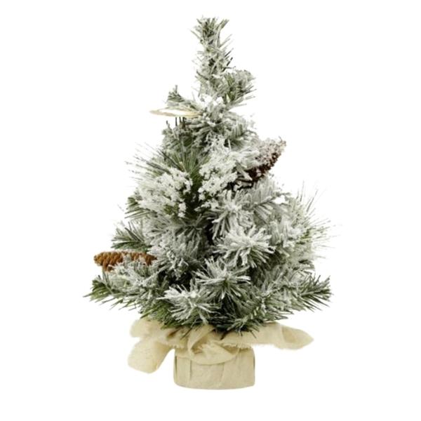 Χριστουγεννιάτικο Διακοσμητικό Δεντράκι Χιονισμένο Βάση Μπεζ 40cm